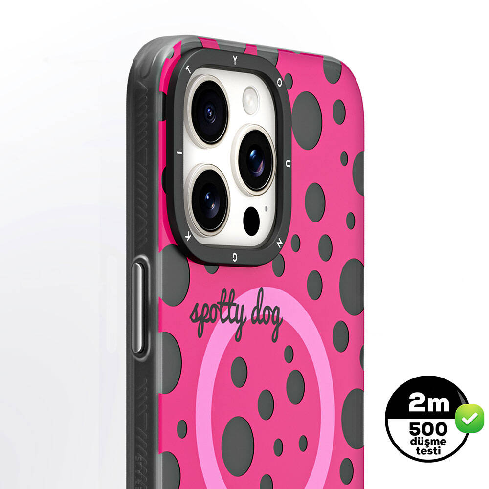 iPhone 14 Pro Kılıf M-safe Şarj Özellikli Polka Dot Desenli Youngkit Spots Serisi Kapak