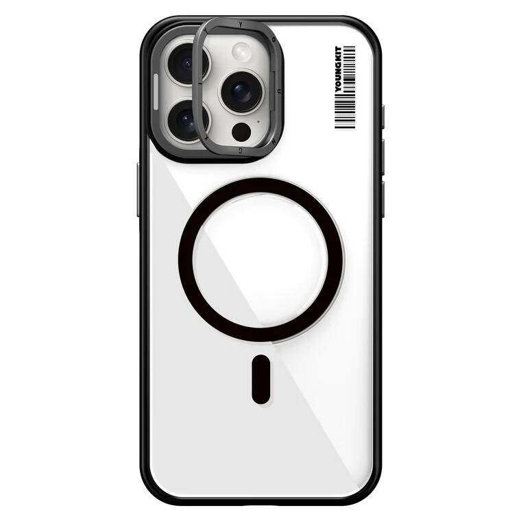 iPhone 14 Pro Kılıf M-safe Şarj Özellikli Sararma Önleyici Youngkit Crystal Grid Kapak