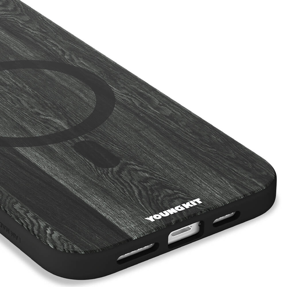 iPhone 14 Pro Kılıf M-safe Şarj Özellikli Sararmaya Dayanıklı Youngkit Wood Forest Serisi Kapak