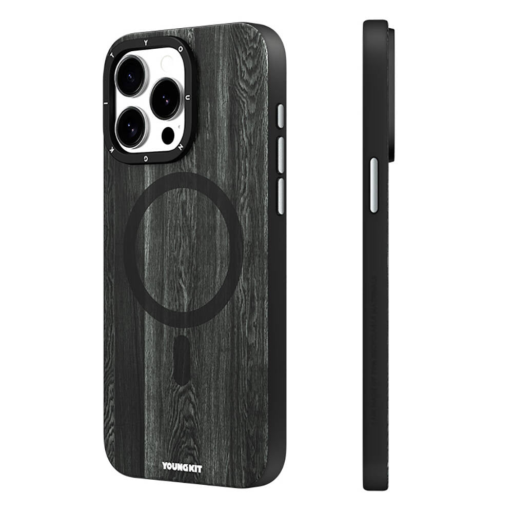 iPhone 14 Pro Kılıf M-safe Şarj Özellikli Sararmaya Dayanıklı Youngkit Wood Forest Serisi Kapak