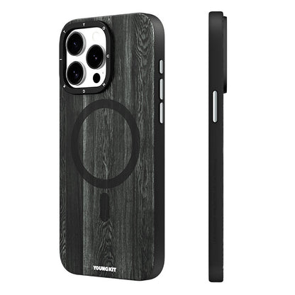 iPhone 14 Pro Kılıf M-safe Şarj Özellikli Sararmaya Dayanıklı Youngkit Wood Forest Serisi Kapak
