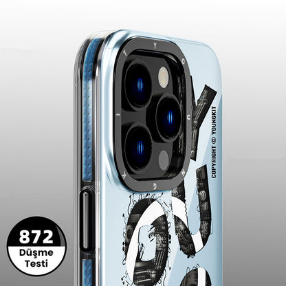 iPhone 14 Pro Kılıf M-safe Şarj Özellikli Yazı Temalı YoungKit Mechanic Serisi Kapak