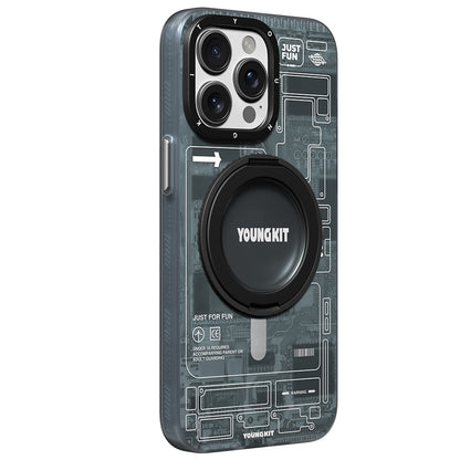 iPhone 14 Pro Kılıf M-safe Şarj Özellikli Youngkit 360° Standlı Technology Serisi Kapak