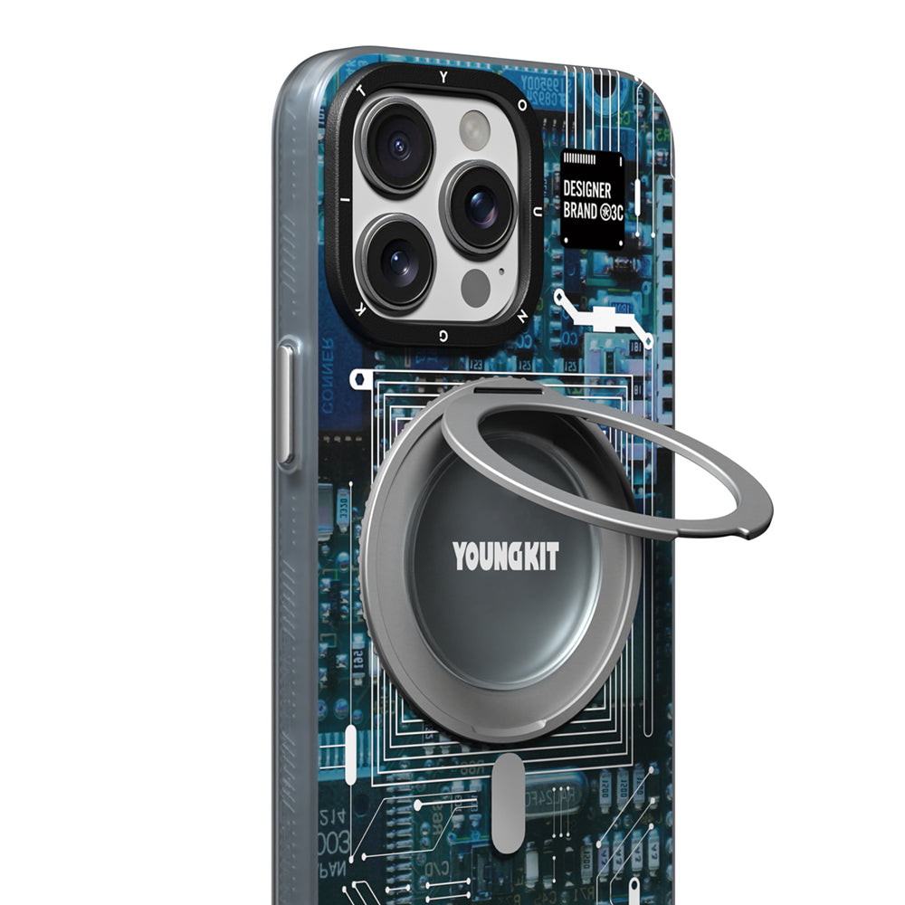 iPhone 14 Pro Kılıf M-safe Şarj Özellikli Youngkit 360° Standlı Technology Serisi Kapak