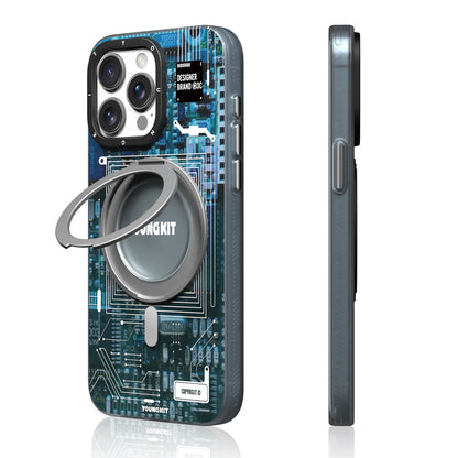 iPhone 14 Pro Kılıf M-safe Şarj Özellikli Youngkit 360° Standlı Technology Serisi Kapak