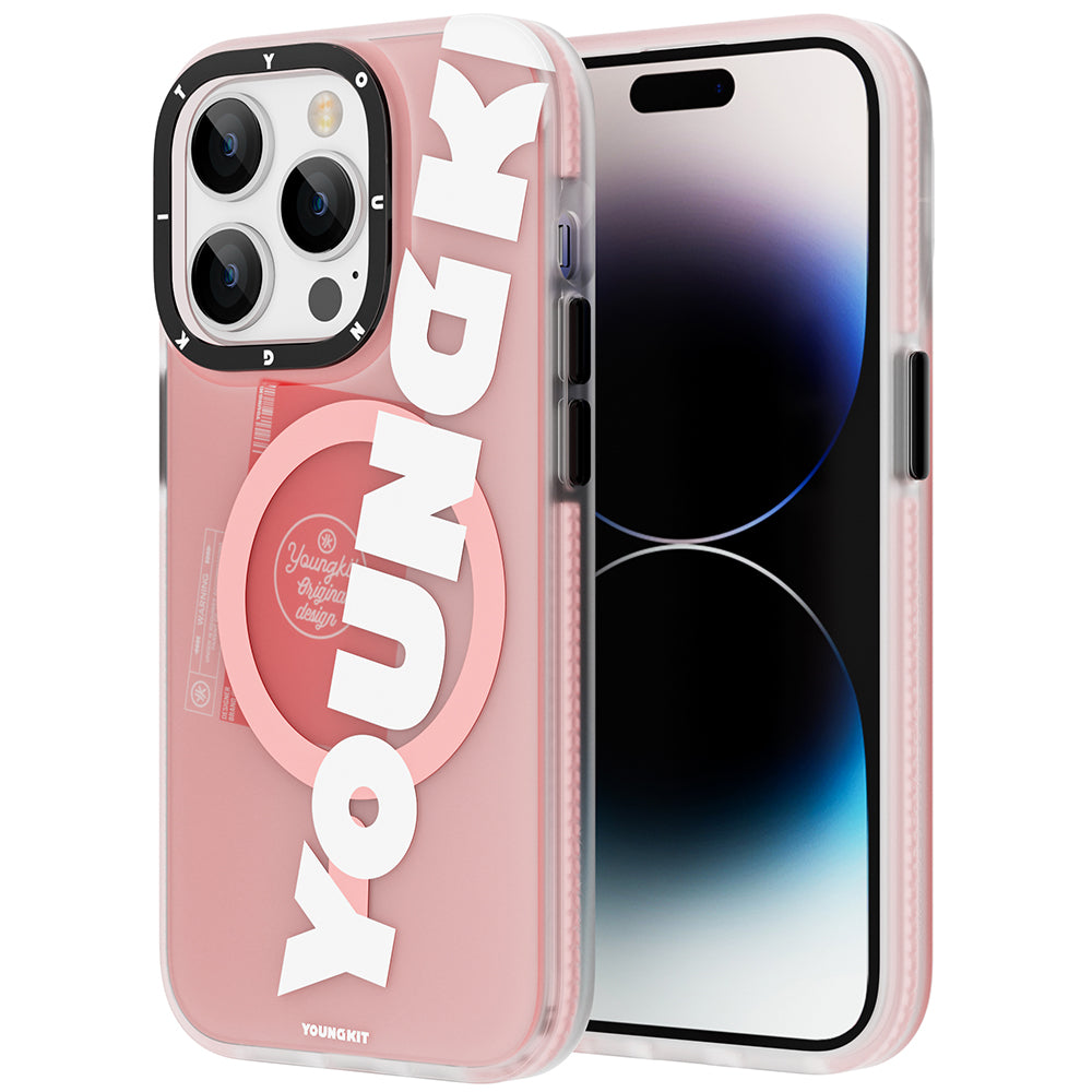 iPhone 14 Pro Kılıf M-safe Şarj Özellikli Youngkit Binfen Serisi Yazı Temalı Kapak