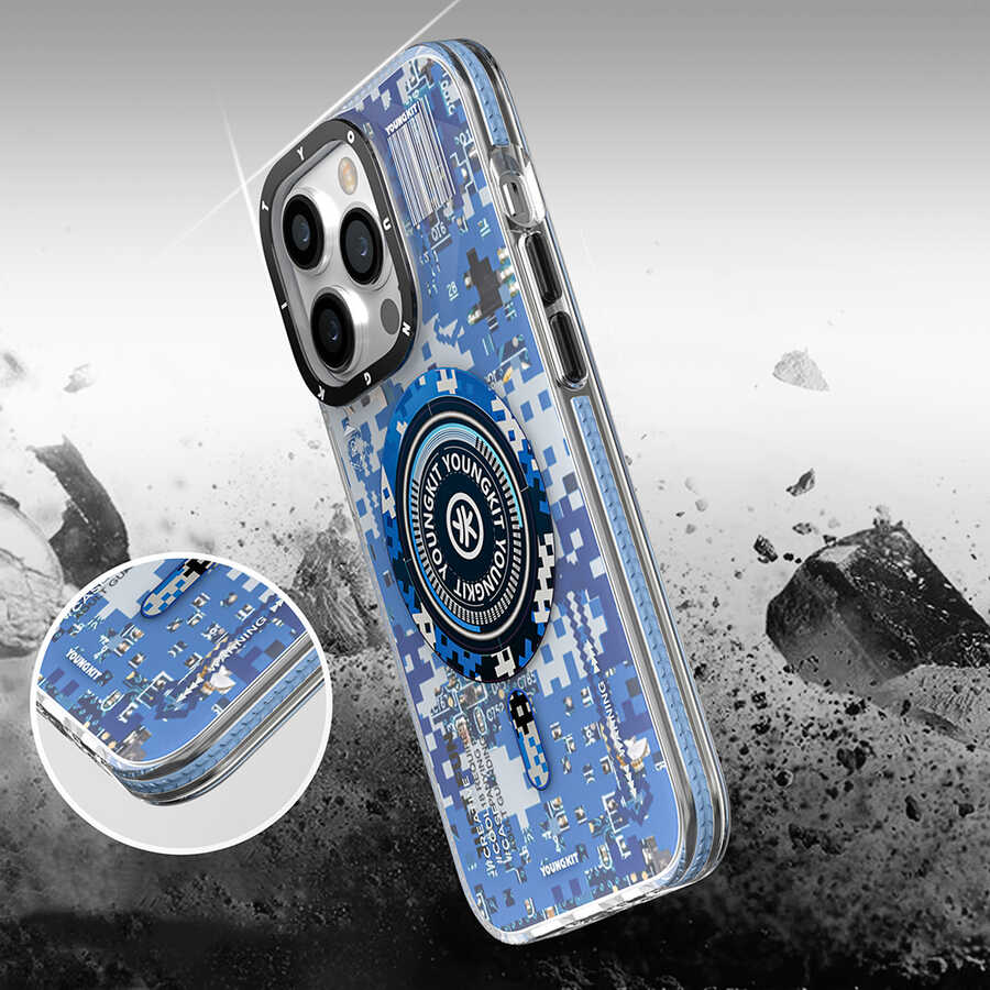iPhone 14 Pro Kılıf M-safe Şarj Özellikli YoungKit Kamuflaj Serisi Kapak