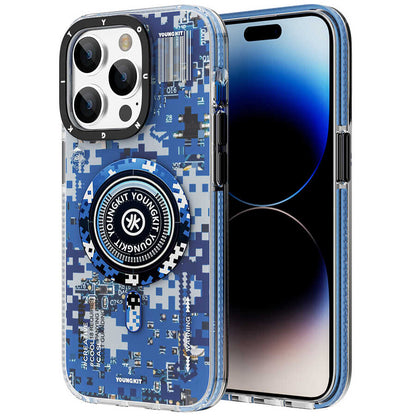 iPhone 14 Pro Kılıf M-safe Şarj Özellikli YoungKit Kamuflaj Serisi Kapak
