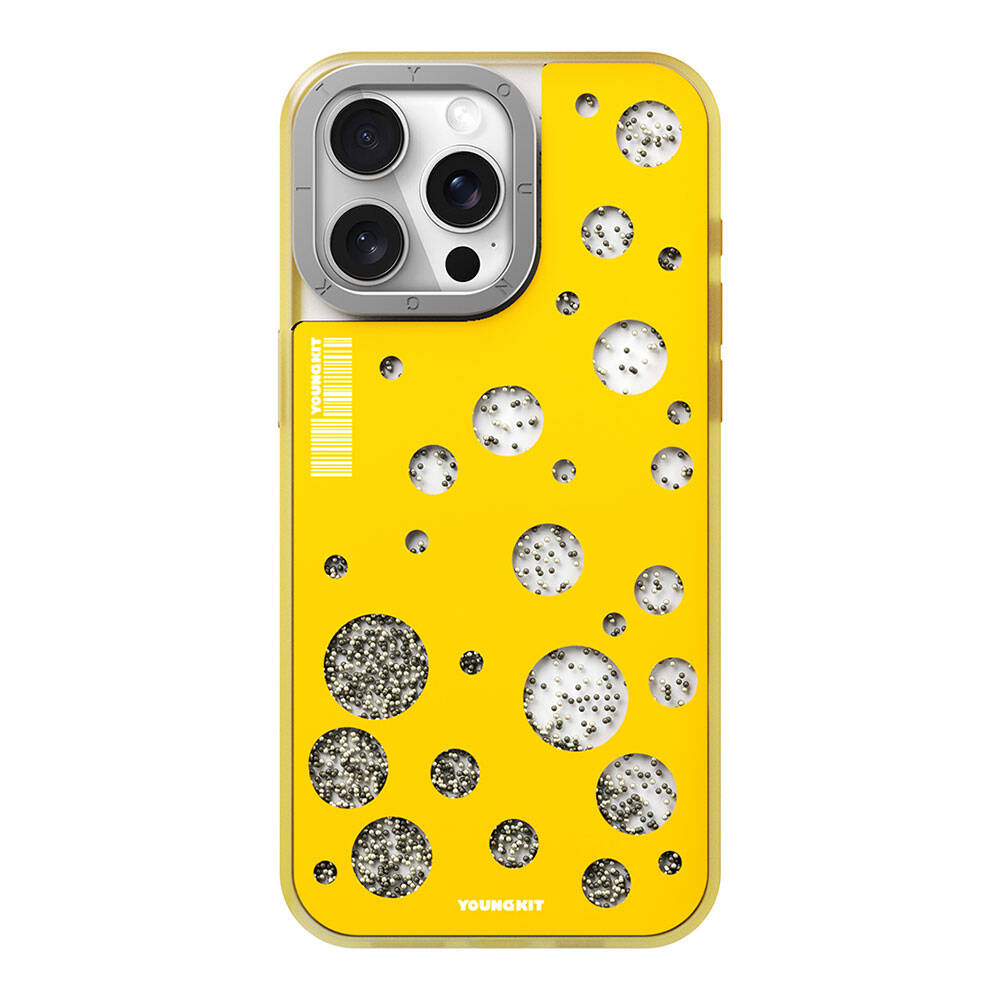iPhone 14 Pro Kılıf M-safe Şarj Özellikli Youngkit Quicksand Beads Serisi Kapak