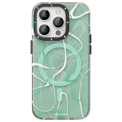 iPhone 14 Pro Kılıf M-safe Şarj Özellikli Youngkit Water-Ink Serisi Kapak