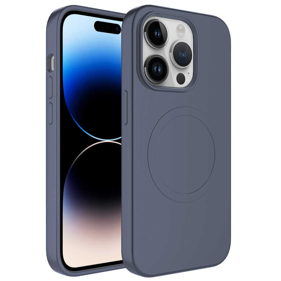 Apple iPhone 14 Pro Kılıf M-safe Wireless Şarj Özellikli Pastel Renk Silikon Zore Plas Kapak
