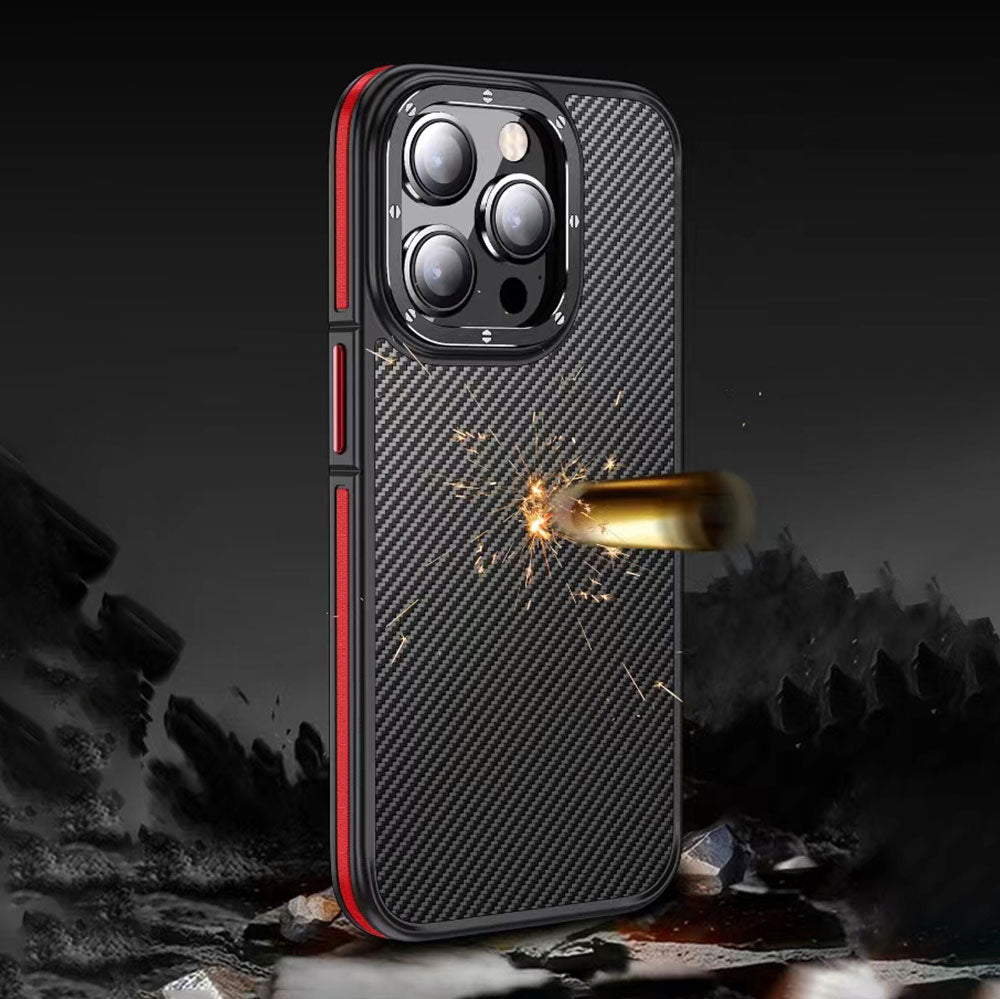iPhone 14 Pro Kılıf Mat Transparan Karbon Fiber Görünümlü Wlons Marin Kapak
