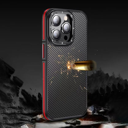 iPhone 14 Pro Kılıf Mat Transparan Karbon Fiber Görünümlü Wlons Marin Kapak