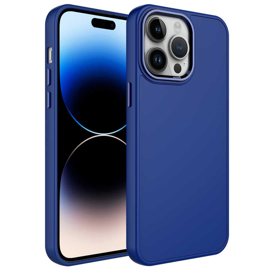 Apple iPhone 14 Pro Kılıf Metal Çerçeve ve Buton Tasarımlı Silikon Zore Luna Kapak