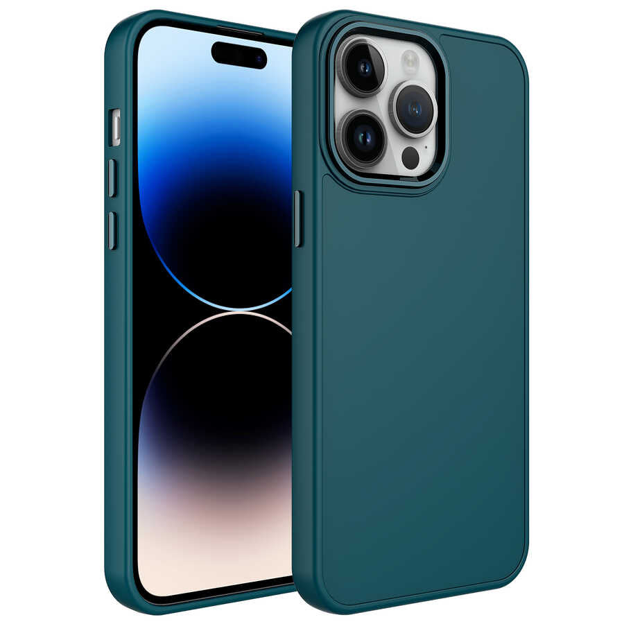 Apple iPhone 14 Pro Kılıf Metal Çerçeve ve Buton Tasarımlı Silikon Zore Luna Kapak