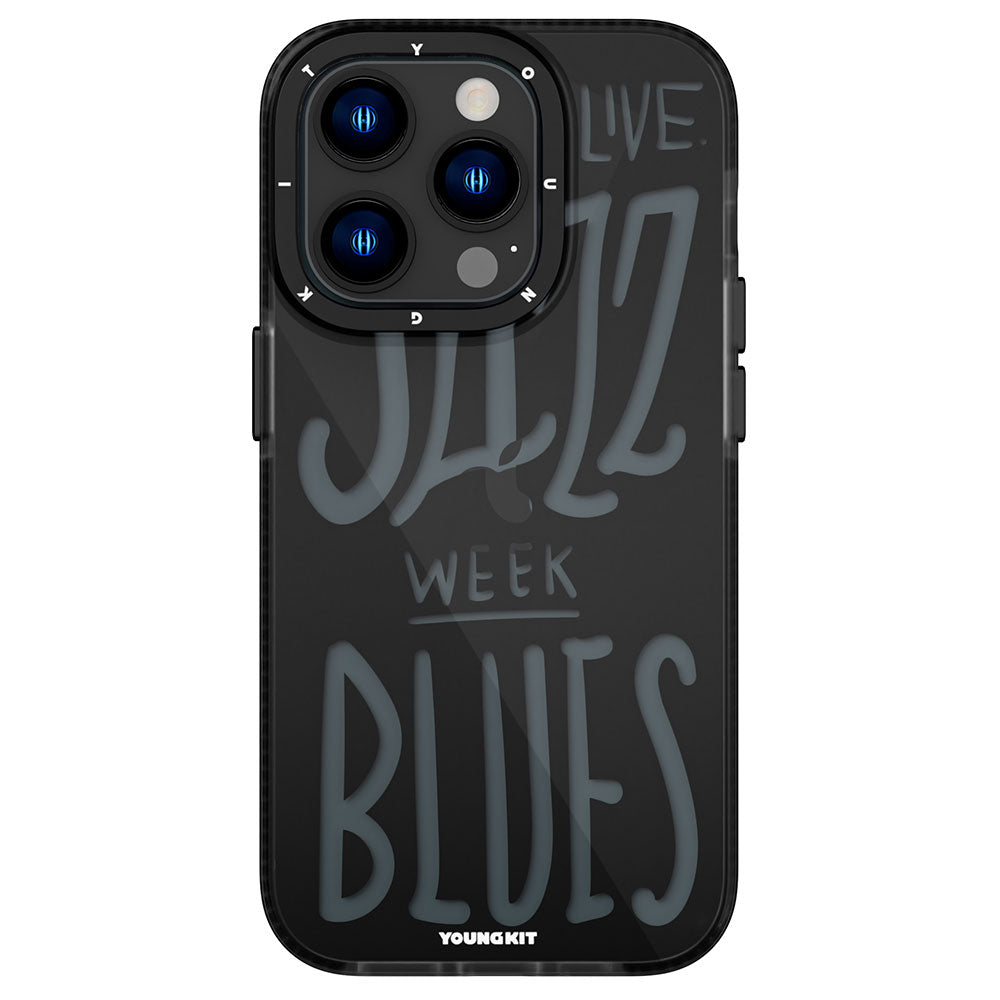 iPhone 14 Pro Kılıf Şeffaf Renkli Yazı Temalı Tasarım YoungKit Jazz Serisi Kapak