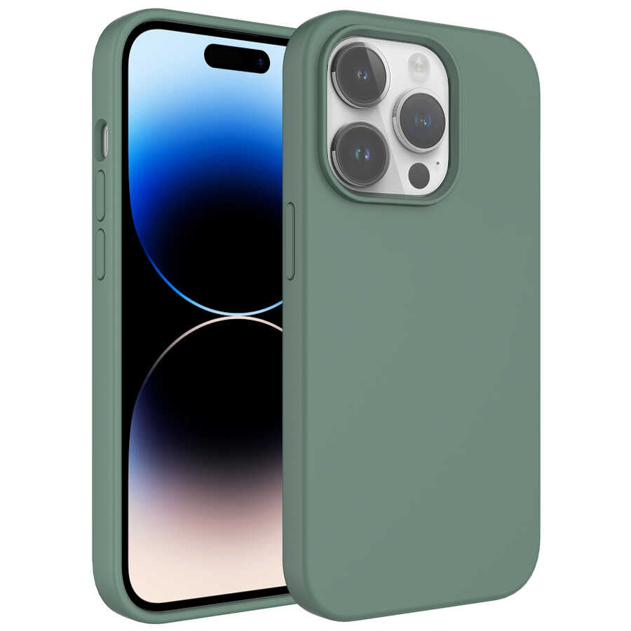 Apple iPhone 14 Pro Kılıf Sıvı Teknolojili Silinebilir Sert Zore Kivi Kapak