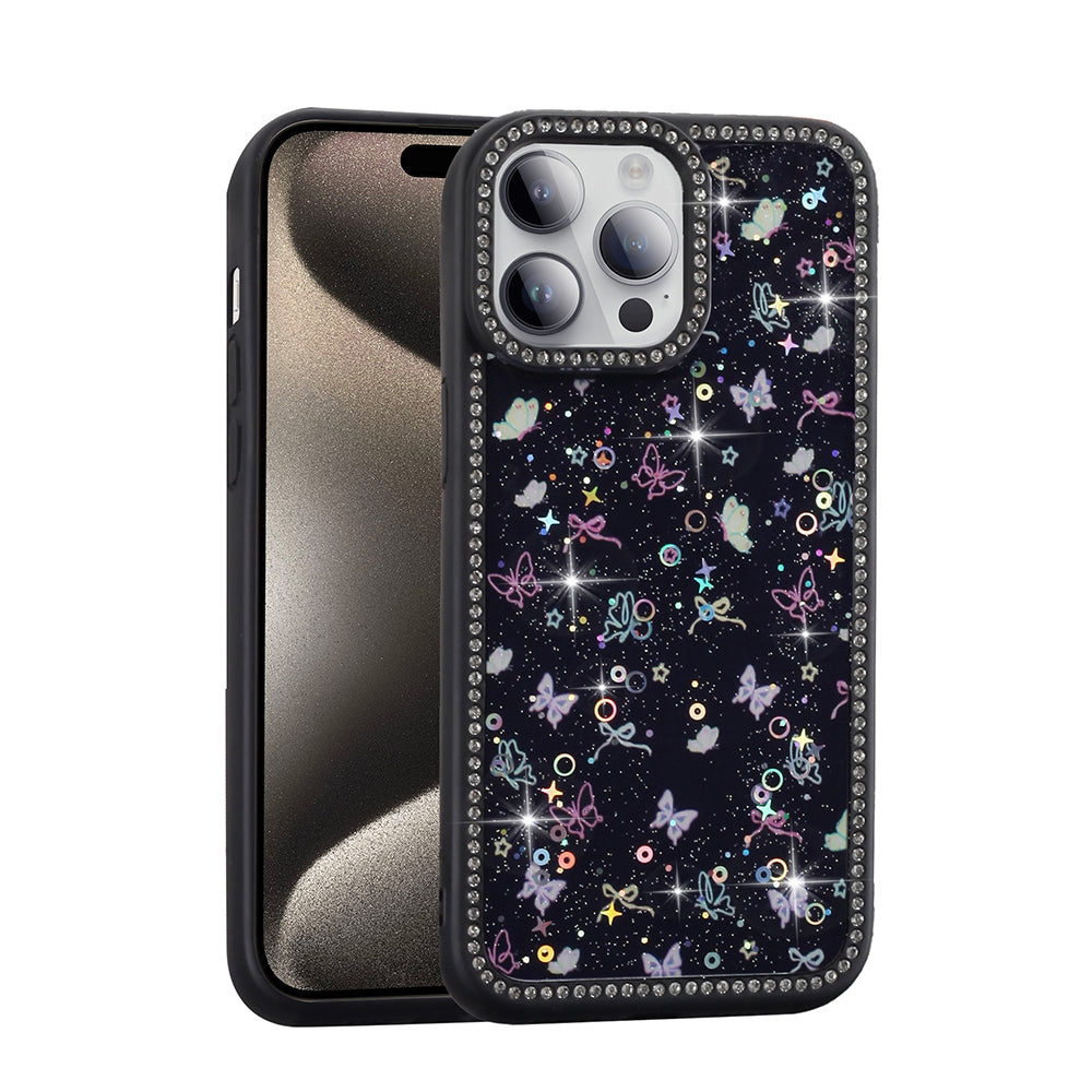 Apple iPhone 14 Pro Kılıf Taşlı ve Simli Tasarım Zore Azra Kapak
