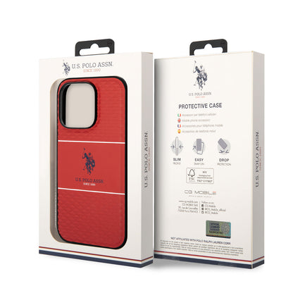 iPhone 14 Pro Kılıf U.S. POLO ASSN. Deri Şeritli Logo Dizayn Kapak