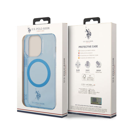 iPhone 14 Pro Kılıf U.S. POLO ASSN. M-safe Şarj Özellikli Transparan Tasarım Kapak