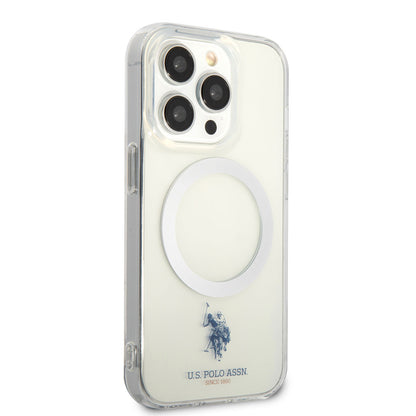 iPhone 14 Pro Kılıf U.S. POLO ASSN. M-safe Şarj Özellikli Transparan Tasarım Kapak