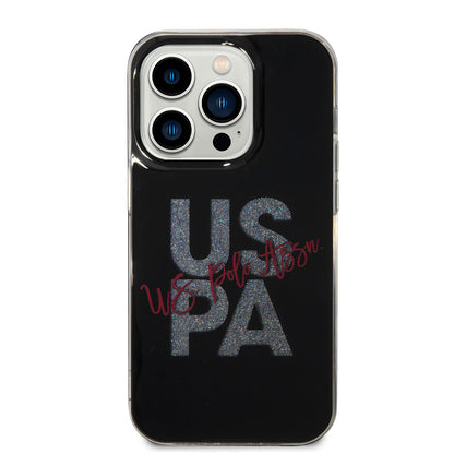 iPhone 14 Pro Kılıf U.S. POLO ASSN. Simli Parlak Alfabe Tasarım Kapak
