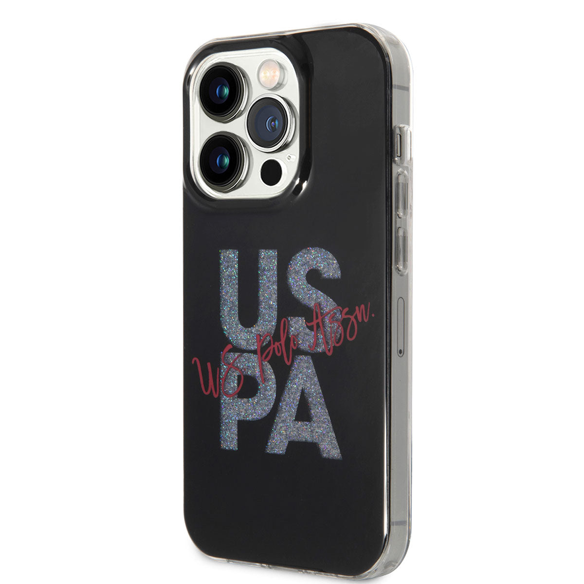 iPhone 14 Pro Kılıf U.S. POLO ASSN. Simli Parlak Alfabe Tasarım Kapak
