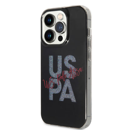 iPhone 14 Pro Kılıf U.S. POLO ASSN. Simli Parlak Alfabe Tasarım Kapak