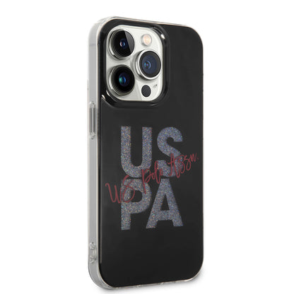 iPhone 14 Pro Kılıf U.S. POLO ASSN. Simli Parlak Alfabe Tasarım Kapak
