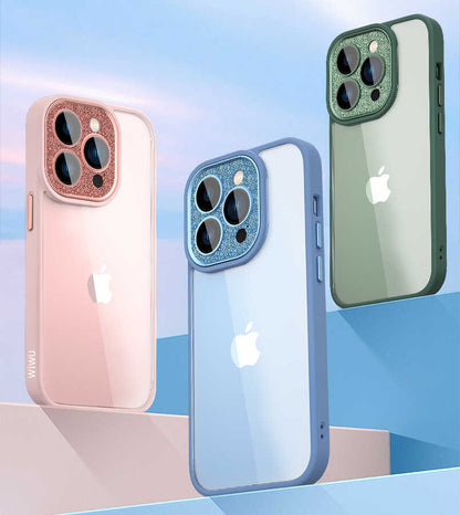 iPhone 14 Pro Kılıf Wiwu GCC-105 Lens Korumalı Renkli Kenar Arkası Şeffaf Multicolor Kapak