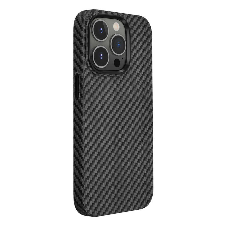 iPhone 14 Pro Kılıf Wiwu Karbon Fiber Görünümlü M-safe Wireless Şarj Özellikli Kabon Kapak