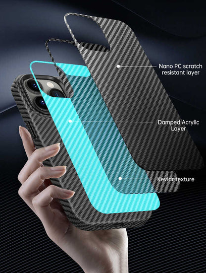 iPhone 14 Pro Kılıf Wiwu Karbon Fiber Görünümlü M-safe Wireless Şarj Özellikli Kabon Kapak