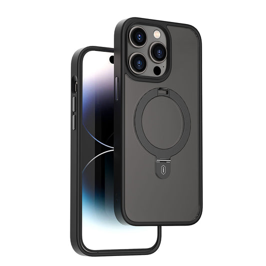 iPhone 14 Pro Kılıf Wiwu ZMM-010 M-safe Şarj Özellikli Parmak İzi Bırakmayan Mat Transparan Standlı Kapak