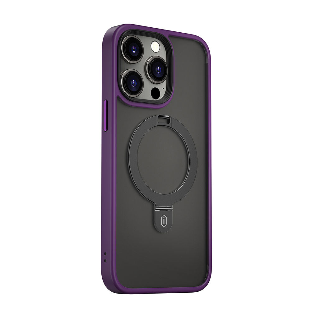 iPhone 14 Pro Kılıf Wiwu ZMM-010 M-safe Şarj Özellikli Parmak İzi Bırakmayan Mat Transparan Standlı Kapak