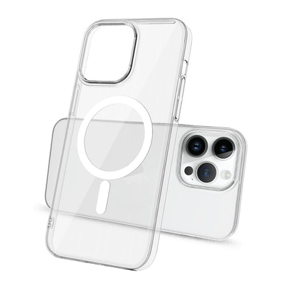 Apple iPhone 14 Pro Max Kamera Korumalı M-Safe Şarj Özellikli Şeffaf Zore London Sert PC Kapak