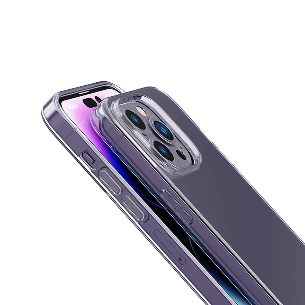 iPhone 14 Pro Max Kılıf Airbagli Şeffaf Darbe Emici Silikon Tasarımlı Recci Clarity Serisi Kapak