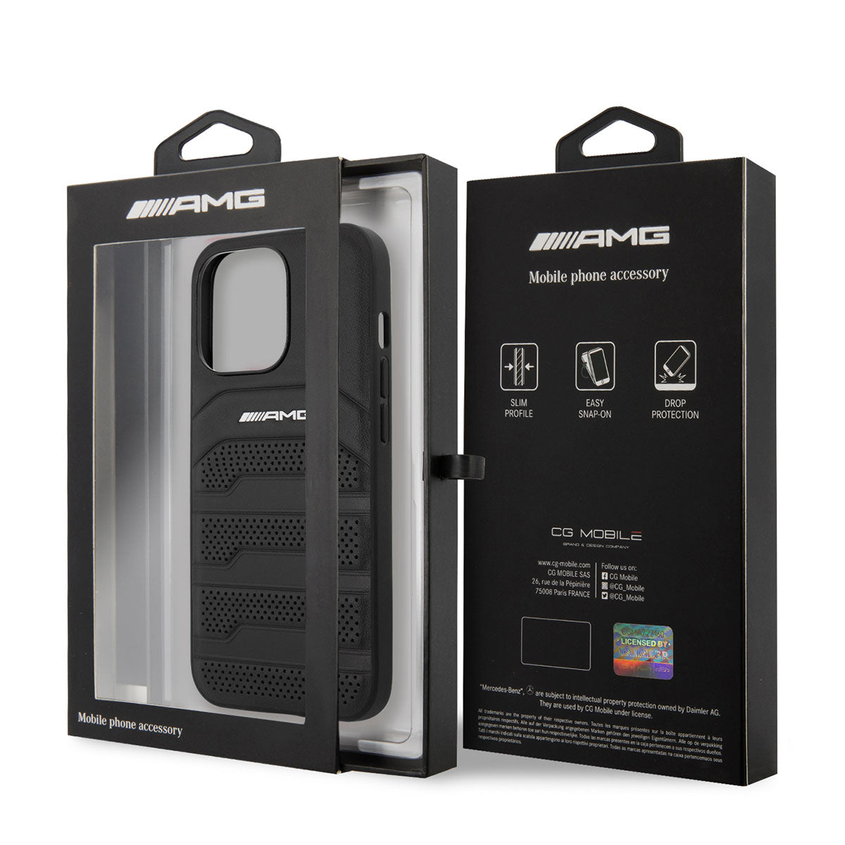 iPhone 14 Pro Max Kılıf AMG Leather Deri Çizgili Kabartmalı Dizayn Kapak