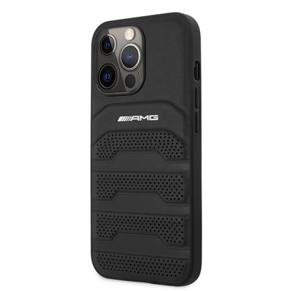 iPhone 14 Pro Max Kılıf AMG Leather Deri Çizgili Kabartmalı Dizayn Kapak