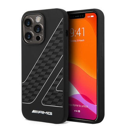 iPhone 14 Pro Max Kılıf AMG Liquid Silikon Damalı Bayrak Dizayn Kapak