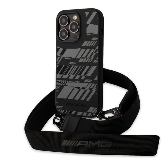 iPhone 14 Pro Max Kılıf AMG Liquid Silikon Strap Telefon Askılı Grafik Dizayn Kapak