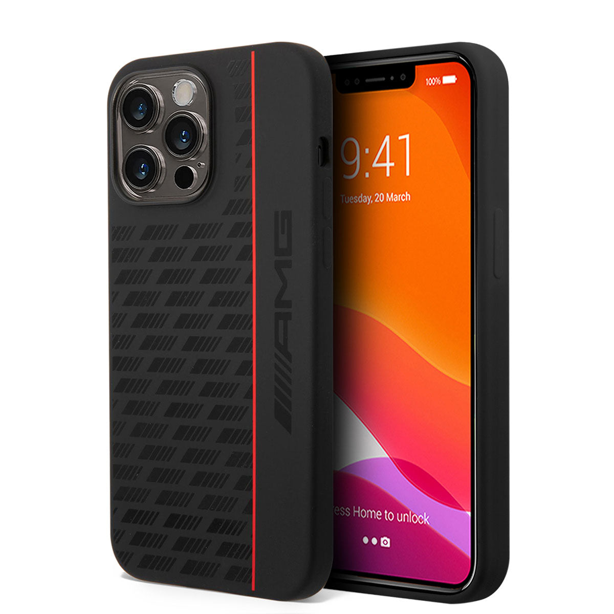 iPhone 14 Pro Max Kılıf AMG M-safe Şarj Özellikli Liquid Silikon Karbon Dizayn Kapak