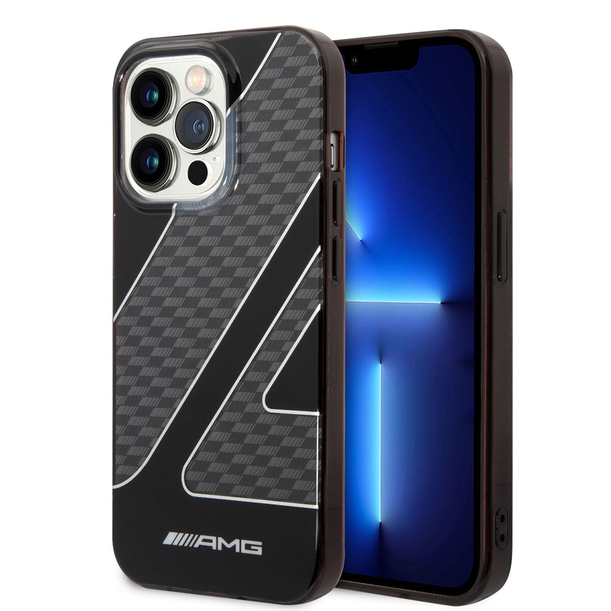 iPhone 14 Pro Max Kılıf AMG Transparan Çift Katmanlı Damalı Bayrak Dizayn Kapak
