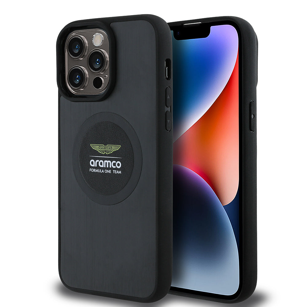 iPhone 14 Pro Max Kılıf Aston Martin Orjinal Lisanslı M-safe Şarj Özellikli Aluminyum Arka Yüzeyli Formula One Team Baskılı Kapak