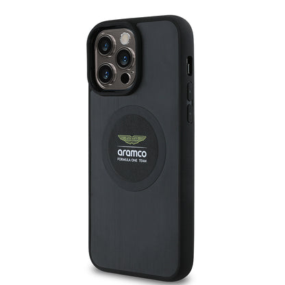iPhone 14 Pro Max Kılıf Aston Martin Orjinal Lisanslı M-safe Şarj Özellikli Aluminyum Arka Yüzeyli Formula One Team Baskılı Kapak