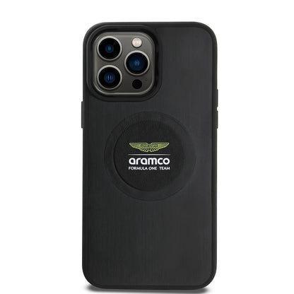 iPhone 14 Pro Max Kılıf Aston Martin Orjinal Lisanslı M-safe Şarj Özellikli Aluminyum Arka Yüzeyli Formula One Team Baskılı Kapak