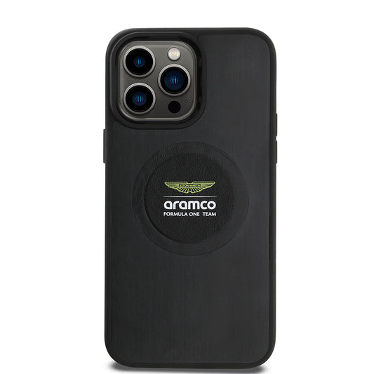 iPhone 14 Pro Max Kılıf Aston Martin Orjinal Lisanslı M-safe Şarj Özellikli Aluminyum Arka Yüzeyli Formula One Team Baskılı Kapak