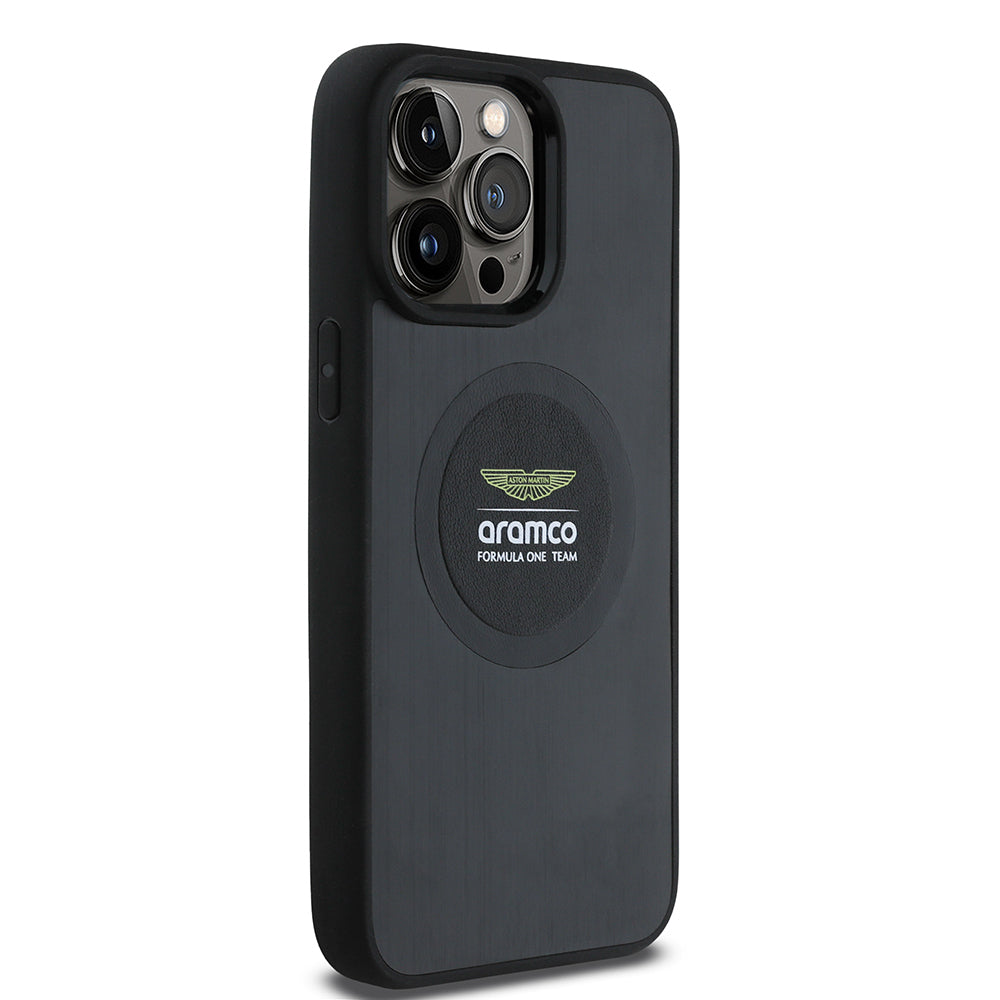 iPhone 14 Pro Max Kılıf Aston Martin Orjinal Lisanslı M-safe Şarj Özellikli Aluminyum Arka Yüzeyli Formula One Team Baskılı Kapak
