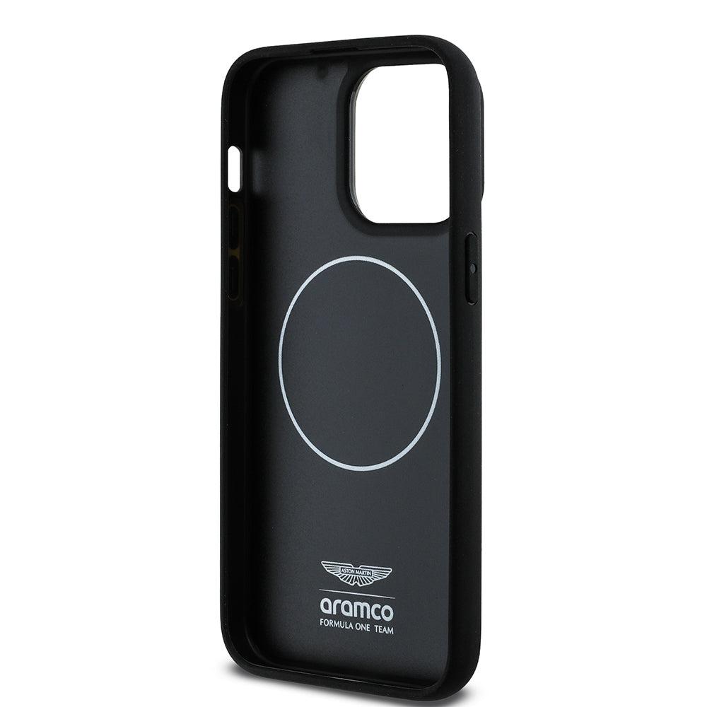iPhone 14 Pro Max Kılıf Aston Martin Orjinal Lisanslı M-safe Şarj Özellikli Aluminyum Arka Yüzeyli Formula One Team Baskılı Kapak