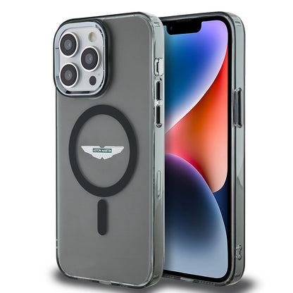 iPhone 14 Pro Max Kılıf Aston Martin Orjinal Lisanslı M-safe Şarj Özellikli IML Baskı Logolu Metal Düğmeli Kapak