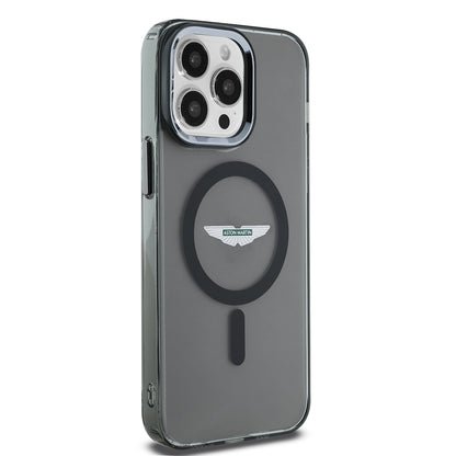 iPhone 14 Pro Max Kılıf Aston Martin Orjinal Lisanslı M-safe Şarj Özellikli IML Baskı Logolu Metal Düğmeli Kapak